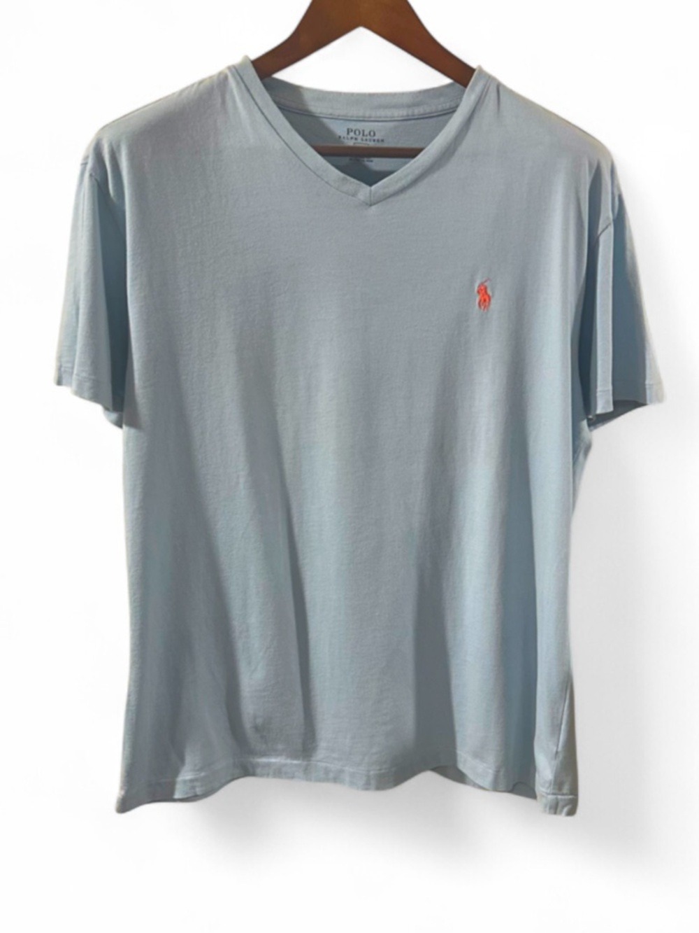 Polo Ralph Lauren Blue V-Neck Single-Stitch Tee Size Medium